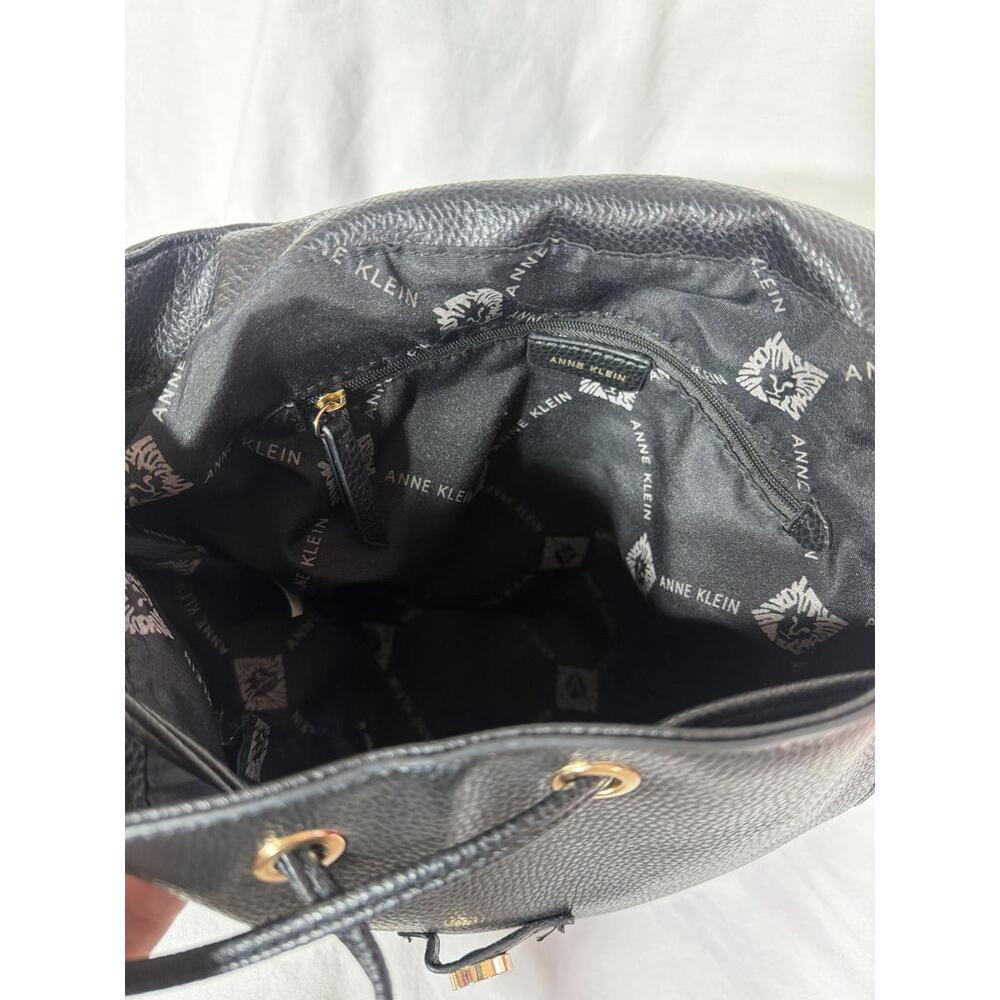 ANNE KLEIN Faux Leather Backpack Daypack Shoulder Bag Handbag Expandable Black - Picture 4 of 6